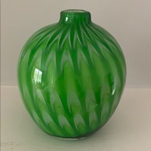 Crate & Barrel Green art glass Vase